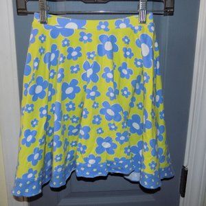 Three Friends Yellow W/Periwinkle Flowers Skort